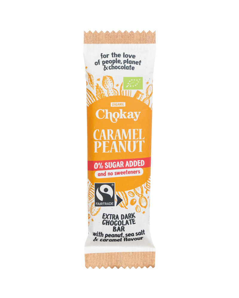 Chokay Økologisk Snack: Extra Mørk Sjokolade, Peanøtter og Karamel