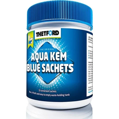Sanitærvæske Aqua Kem Blue Sachets - boks m 15 doseringer