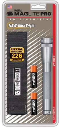 Ficklampa Mini PRO LED 2xAA svart med hölster i blister