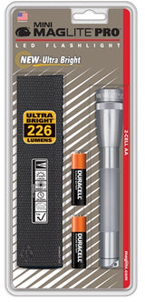 Ficklampa Mini PRO LED 2xAA svart med hölster i blister