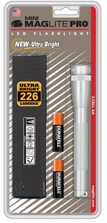 Ficklampa Mini PRO LED 2xAA svart med hölster i blister